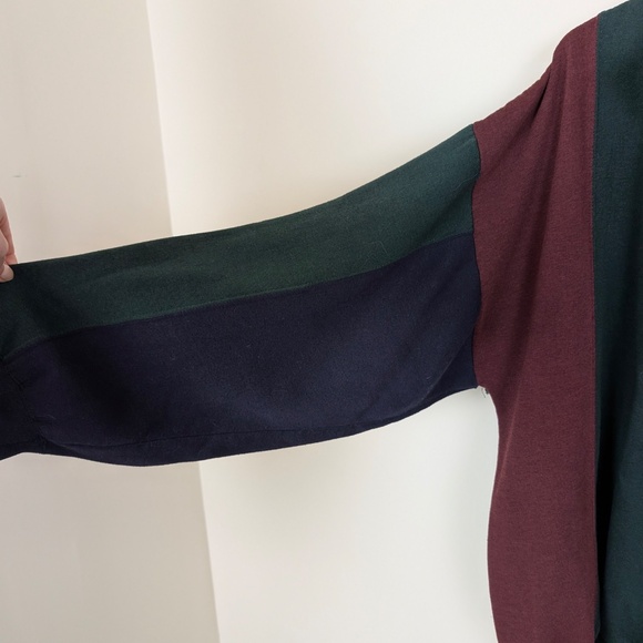 Free with Purchase Colorblock Sweater Quarter Zip Long Sleeve Baggy - Picture 9 of 9